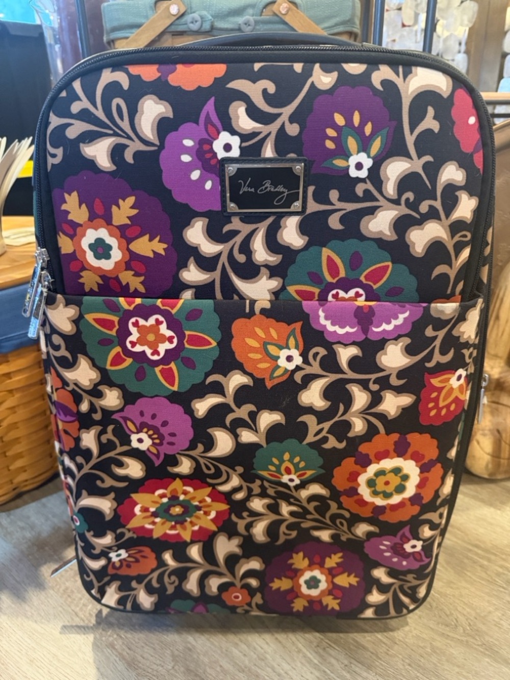 Vera Bradley Black Floral Print Carry-On Luggage